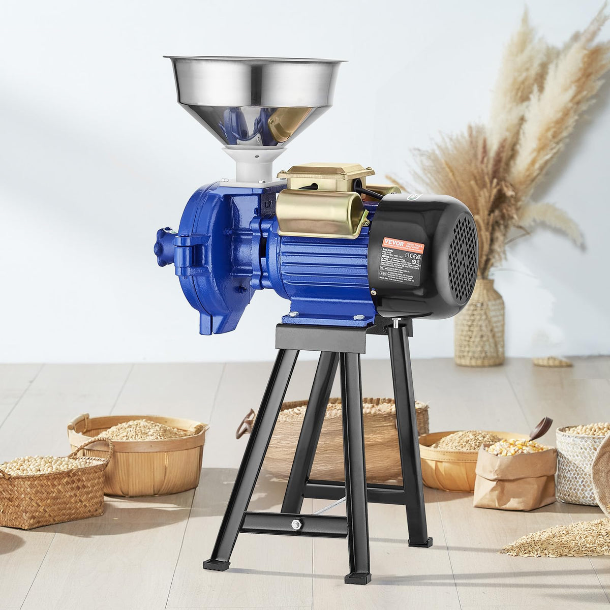 VEVOR grinding-in-action demonstrates continuous dry powder production.