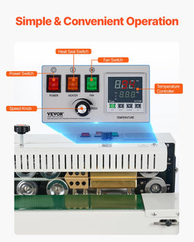 VEVOR FR900K compatible with plastic, foil, and paper bags for versatile packaging.