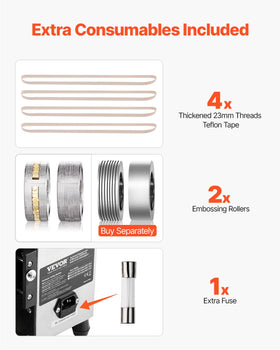VEVOR FR900K conveyor belt and cooling/heating block for stable seals.