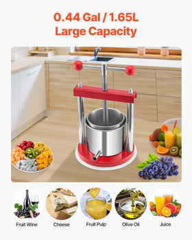 VEVOR press ready for gatherings with its large 1.65L capacity