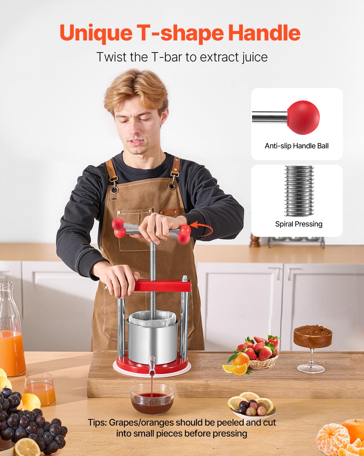 VEVOR stainless-steel inner and outer barrels ensure long-term durability