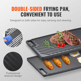 VEVOR grill/griddle double burner fit enables two-zone cooking on a grill.