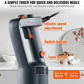 VEVOR variable speed control allows precise blending from puree to chunky textures.