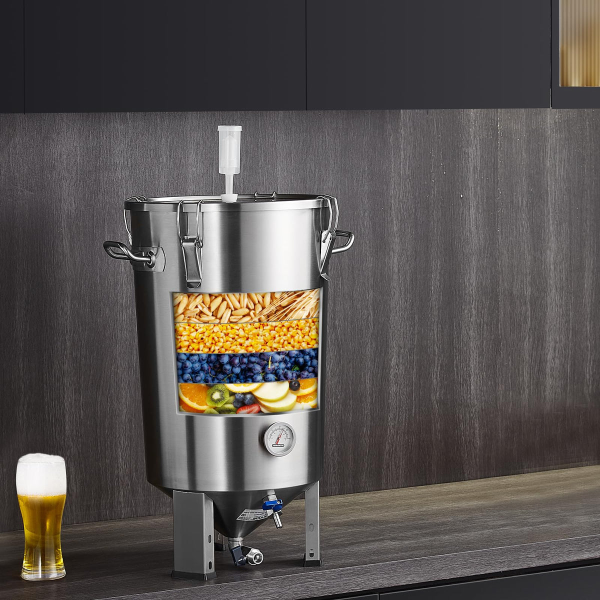VEVOR in-use shot during beer brewing shows tidy workflow.