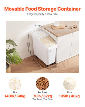 VEVOR ingredient bin with scoop and sliding lid for quick access.