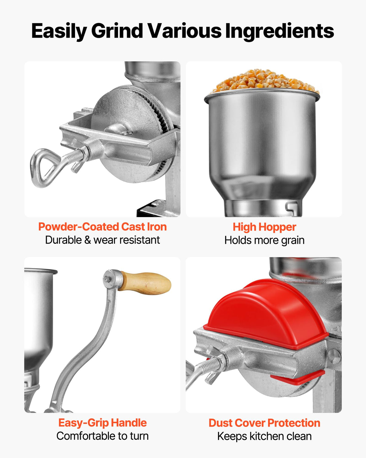 VEVOR large hopper reduces refilling for quicker milling sessions