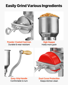 VEVOR large hopper reduces refilling for quicker milling sessions
