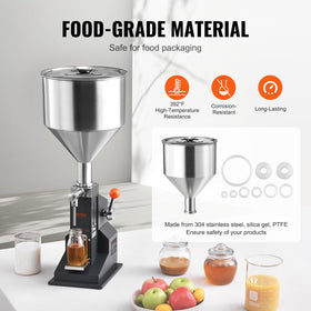 VEVOR manual paste liquid filling machine 304-stainless-steel body withstands heat and corrosion.