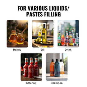 VEVOR manual paste liquid filling machine drip-proof-nozzle reduces spills during filling.