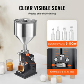 VEVOR manual paste liquid filling machine height-adjustable-shelf accommodates diverse container sizes.