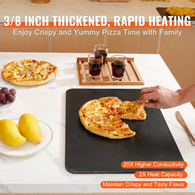 VEVOR pizza steel pre-seasoned surface for rust-free baking.