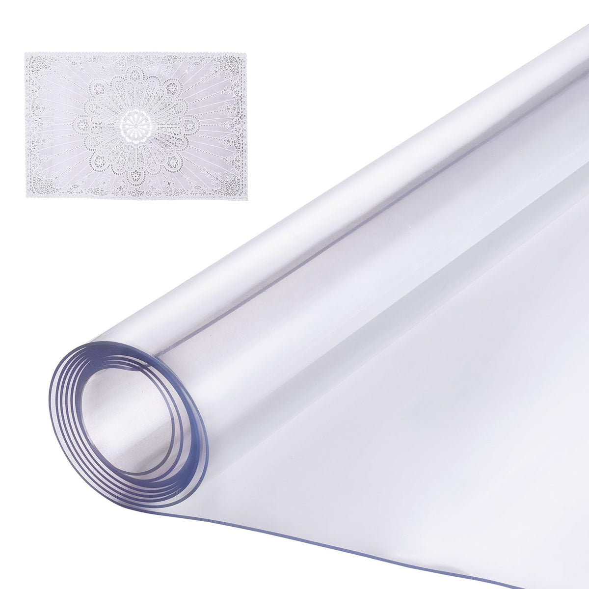 VEVOR plastic table cover, clear, protecting a desk from spills and daily wear.