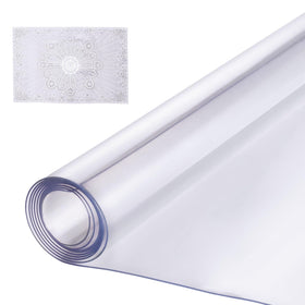 VEVOR plastic table cover, clear, protecting a desk from spills and daily wear.