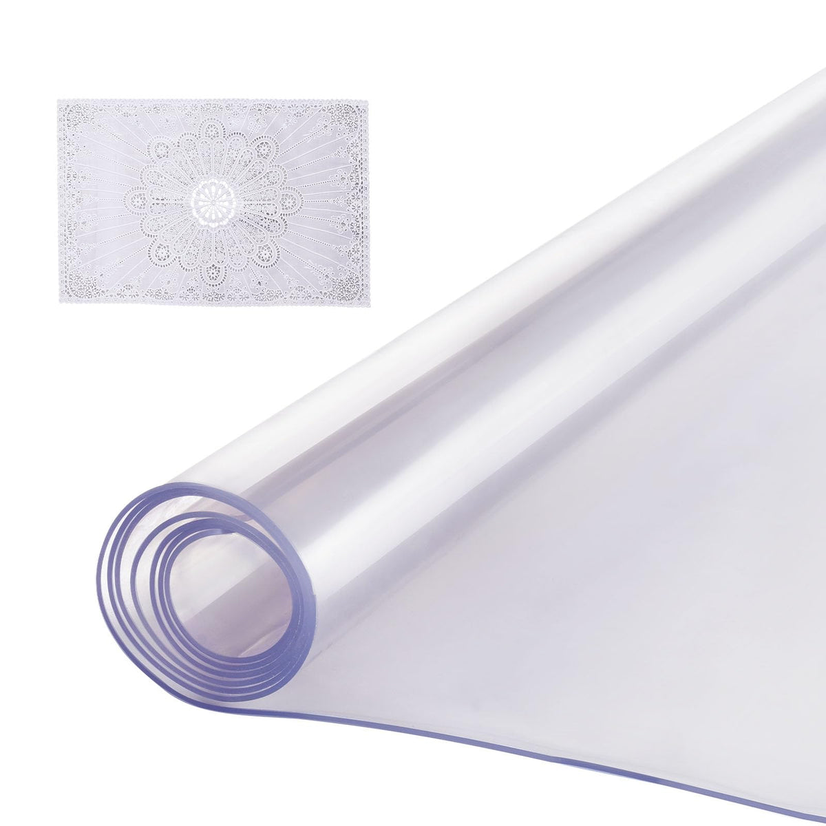 VEVOR plastic table cover, clear 42x60 inches, protects surfaces from scratches and spills.