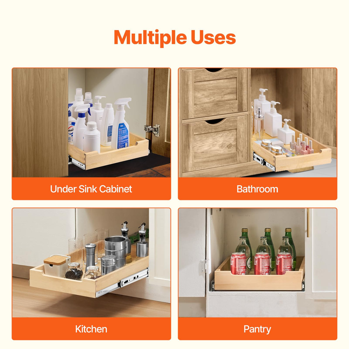 VEVOR full-extension drawer ready for easy access to cookware