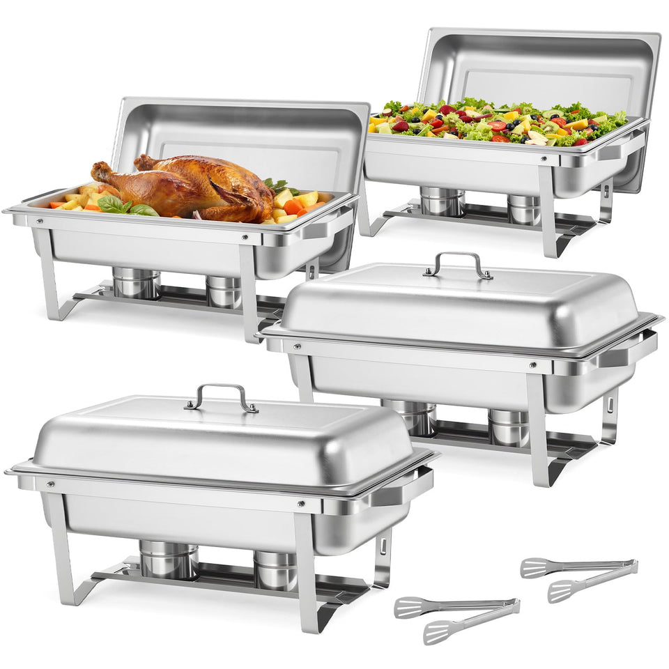 VEVOR rectangle chafing dish 9 Qt with mirror finish for elegant buffet service.