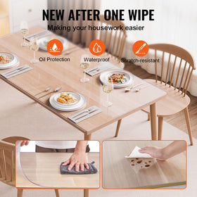 VEVOR rectangle PVC table cover clear protects dining and office desks