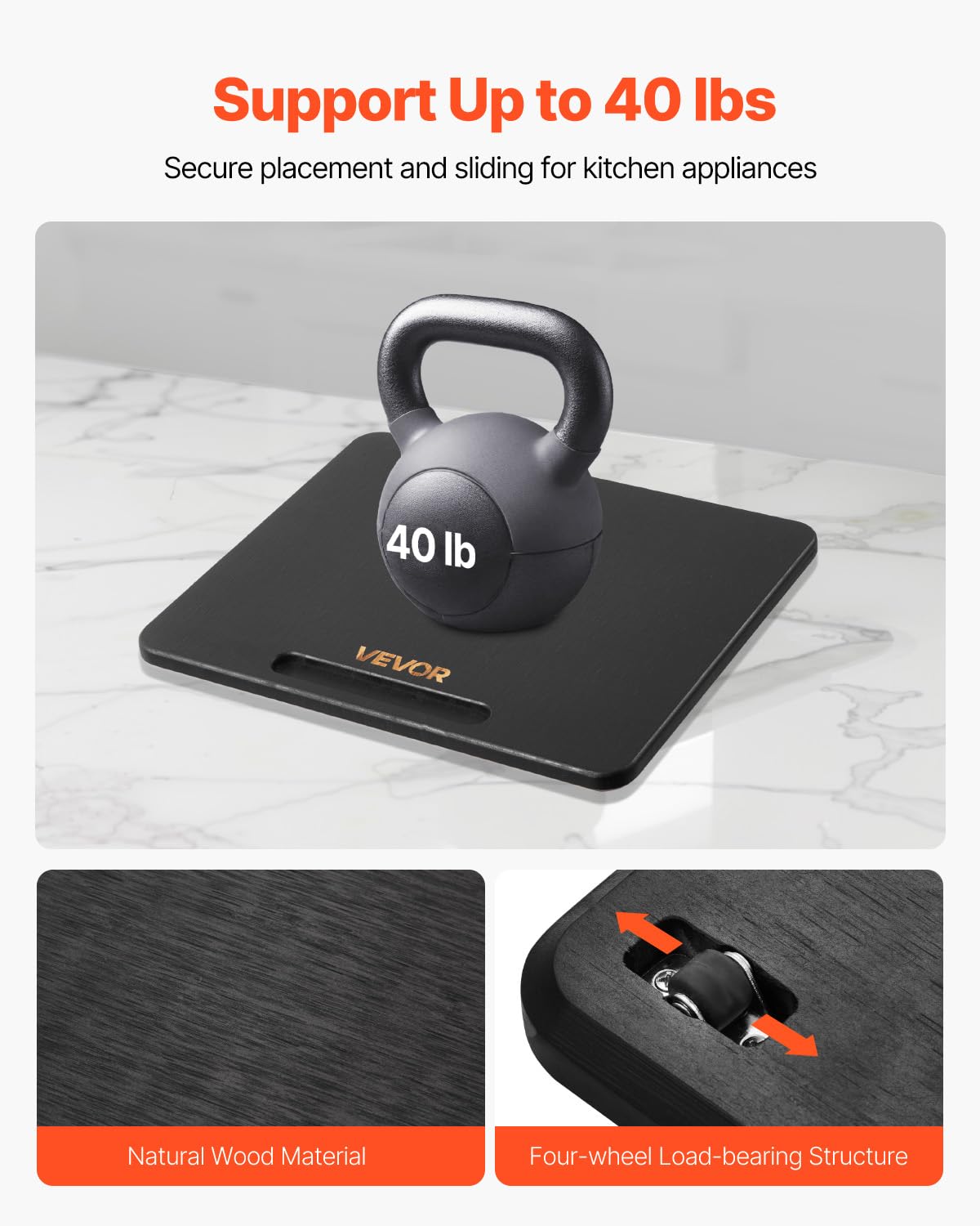 VEVOR sliding tray with silent wheels protects countertops during movement