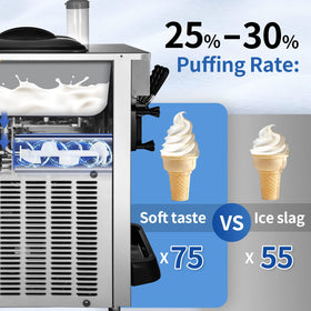 VEVOR soft serve machine with dual 6L hoppers and LCD display for precision.
