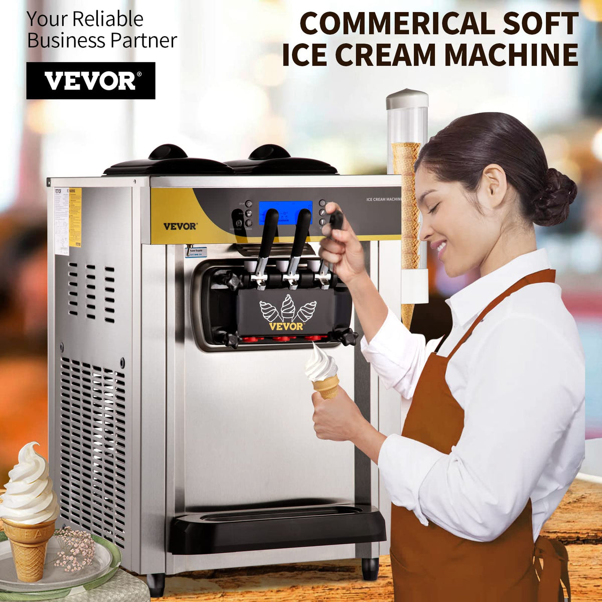 VEVOR soft-serve machine LCD panel enabling quick control and monitoring.