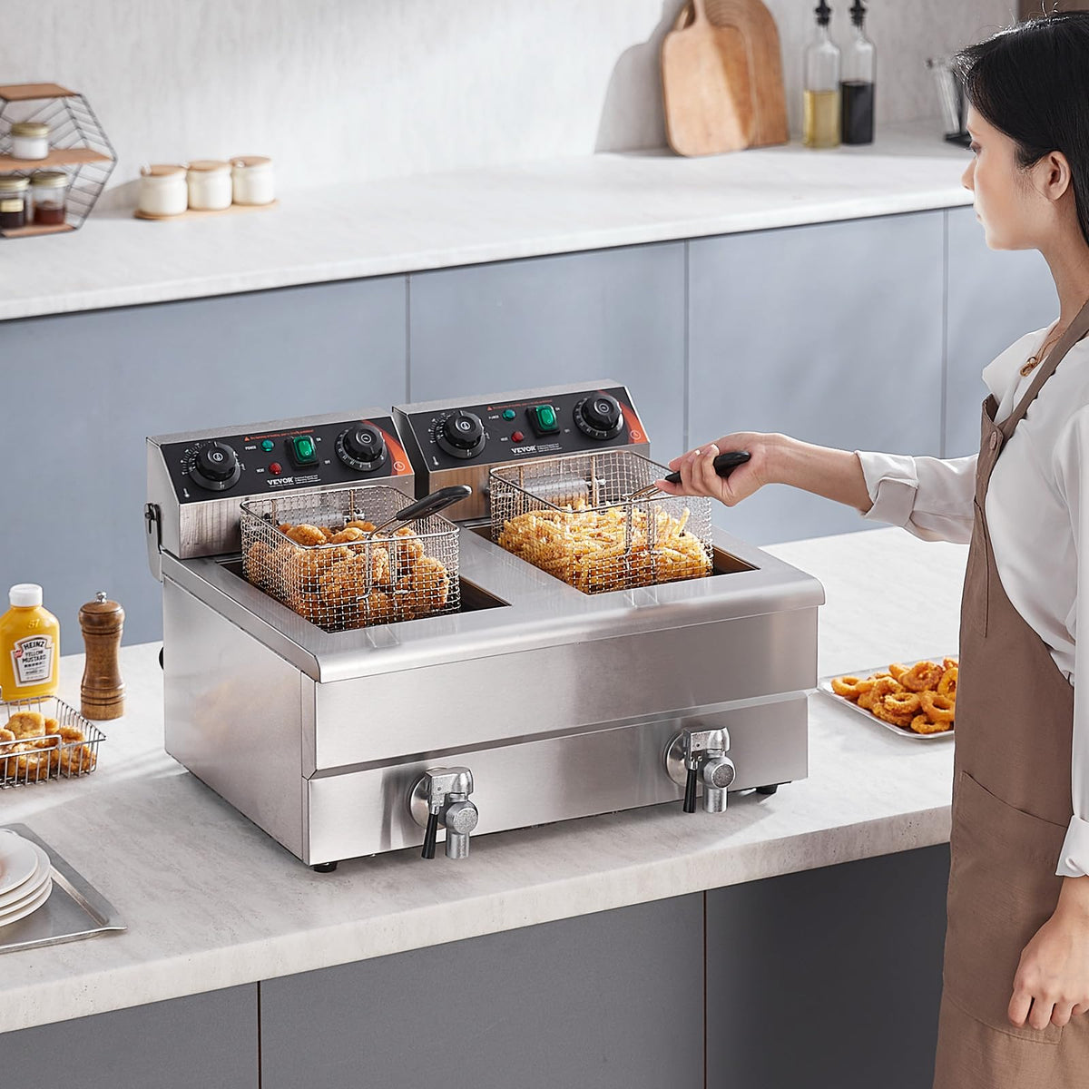 VEVOR stainless steel exterior offers easy wipe-down and durable performance.