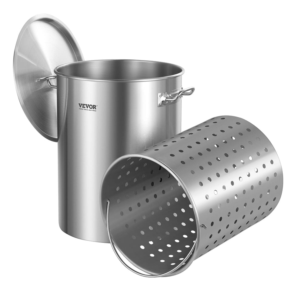 VEVOR 36 qt stockpot with lid and basket for large-batch cooking