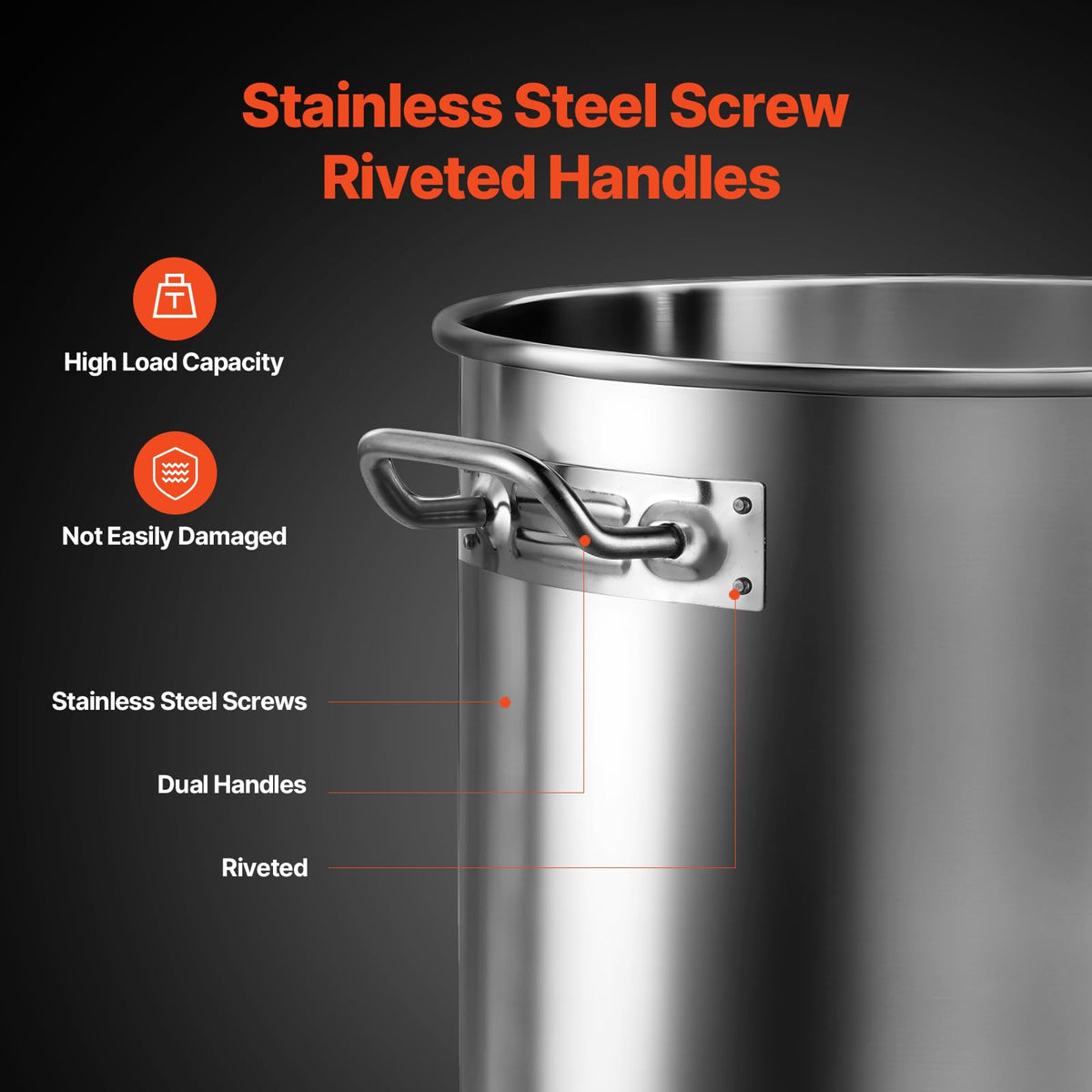 VEVOR stockpot on a gas stove demonstrating open flame compatibility