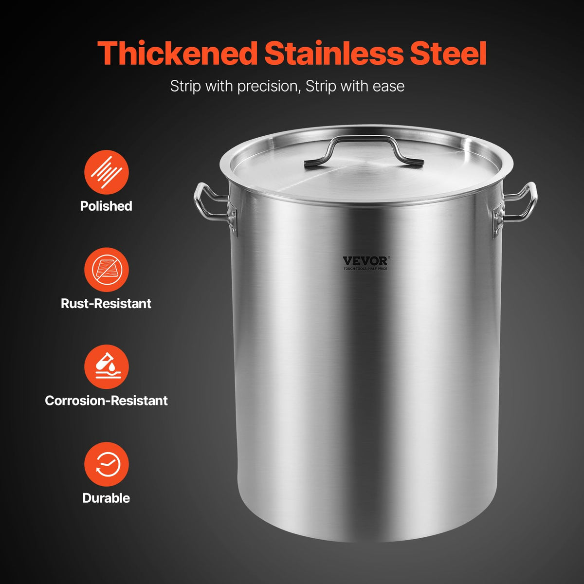 VEVOR stockpot with riveted handles for secure lifting