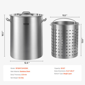 VEVOR stockpot sanding finish for durable surface