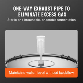 VEVOR top exhaust vent illustrates breathable fermentation and gas release.
