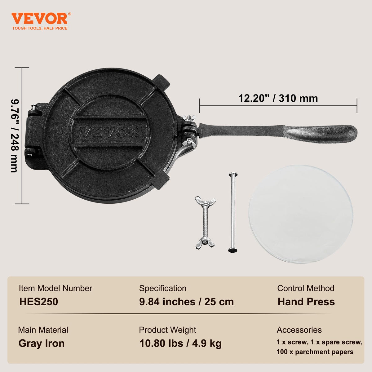 VEVOR home and small cafe friendly press for quick dough rounds