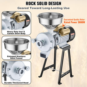 VEVOR grinds wheat, rice, and soybeans into dry powder for baking.
