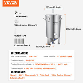 VEVOR yeast sludge valve close-up for easy discharge and transfer.