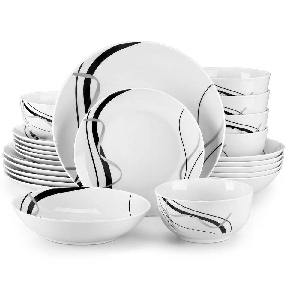 VEWEET Fiona dinner plates with elegant ribbon pattern for refined casual dining