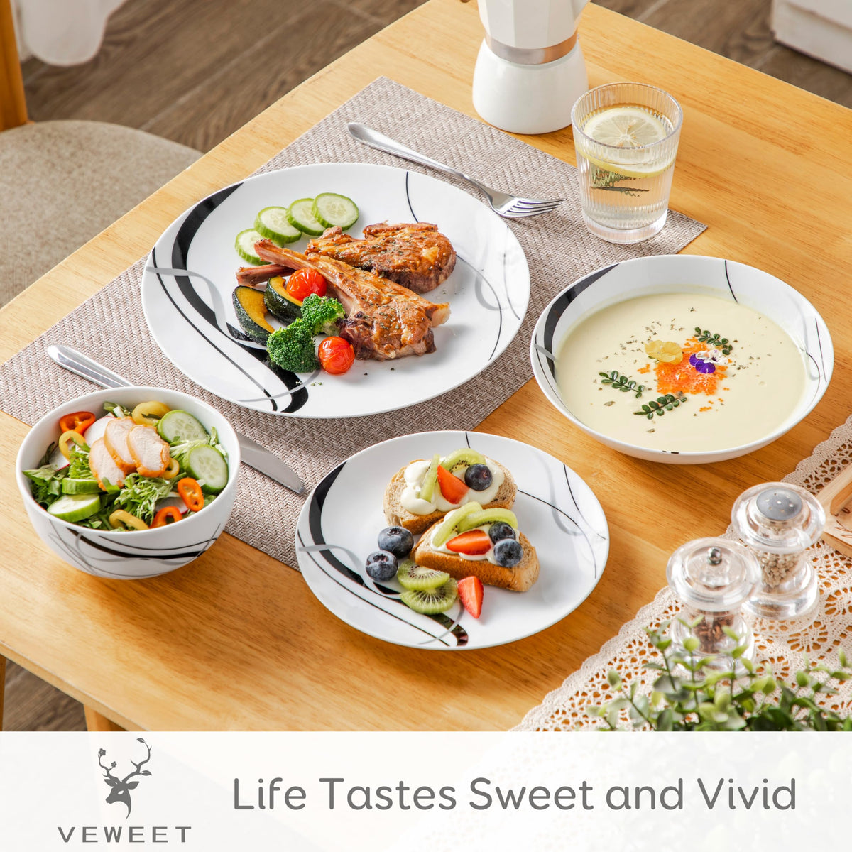 VEWEET Fiona 24oz pasta bowls ideal for hearty meals