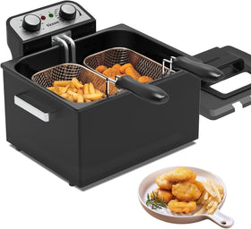 Vexon 4.9L deep fryer with three baskets for batch cooking and crispy results.