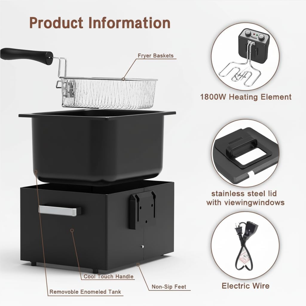 Vexon deep fryer view window shows cooking progress safely.