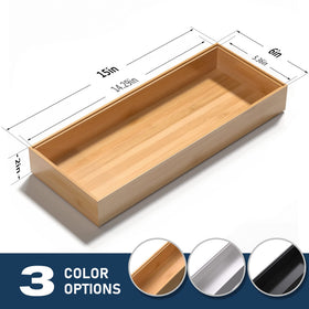 VeyFey bamboo drawer organizer easy care with damp cloth cleaning.