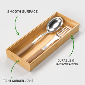 VeyFey bamboo drawer organizer color options enhance kitchen style.