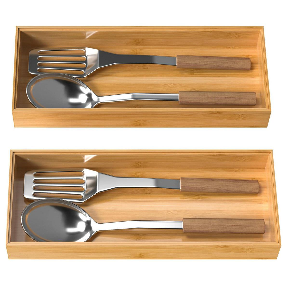 VeyFey bamboo drawer organizer keeps drawers tidy and calm.