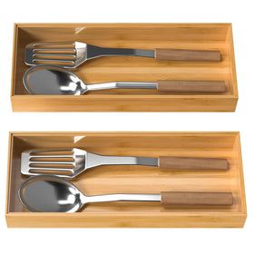 VeyFey bamboo drawer organizer keeps drawers tidy and calm.