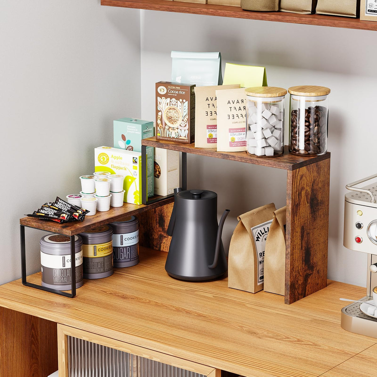 Vfelf coffee station organizer keeps cups and accessories within reach.
