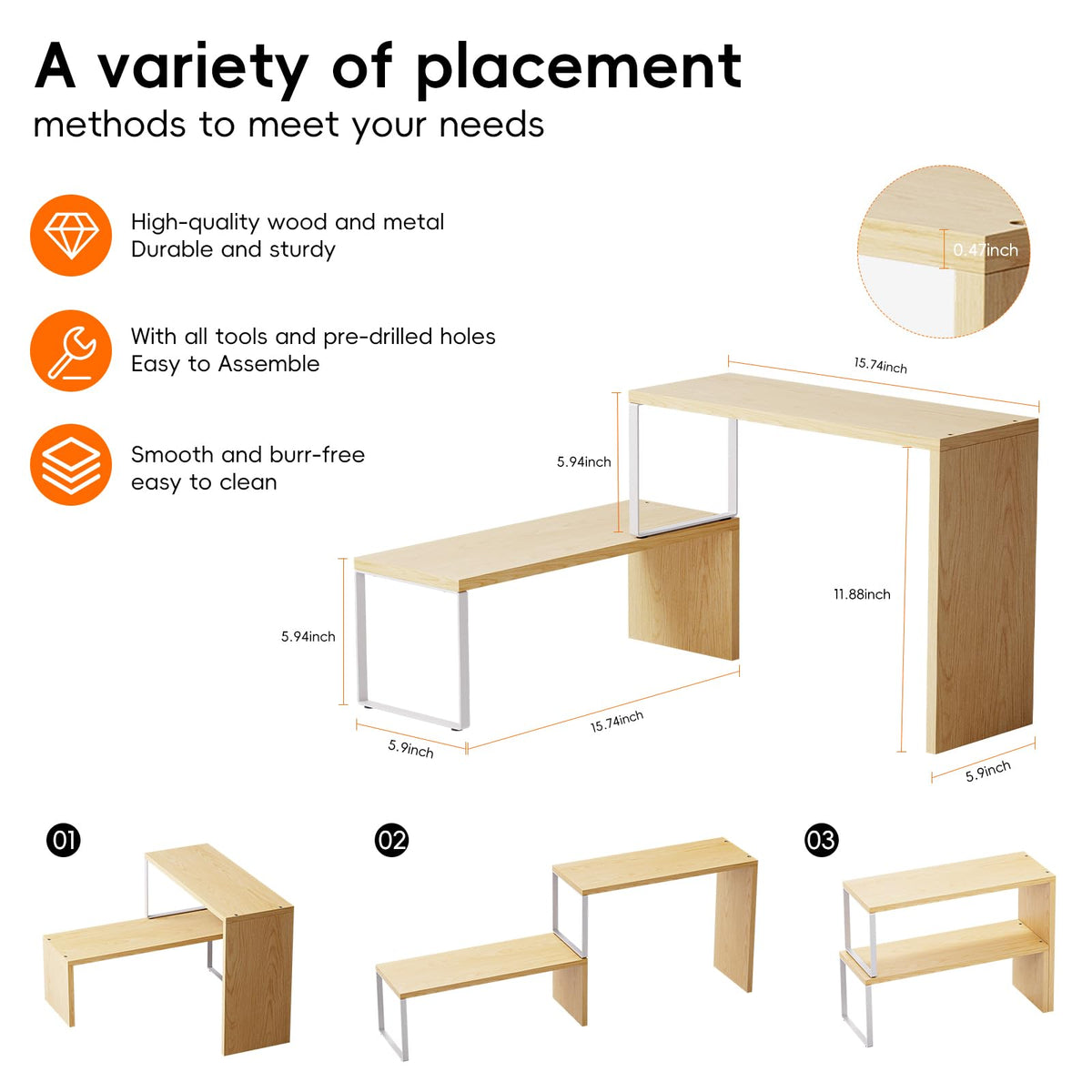 Vfelf kitchen counter organizer with corner shelves for spices and small appliances.