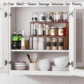 Vfelf spice rack cabinet organizer highlights easy access to jars and seasonings.
