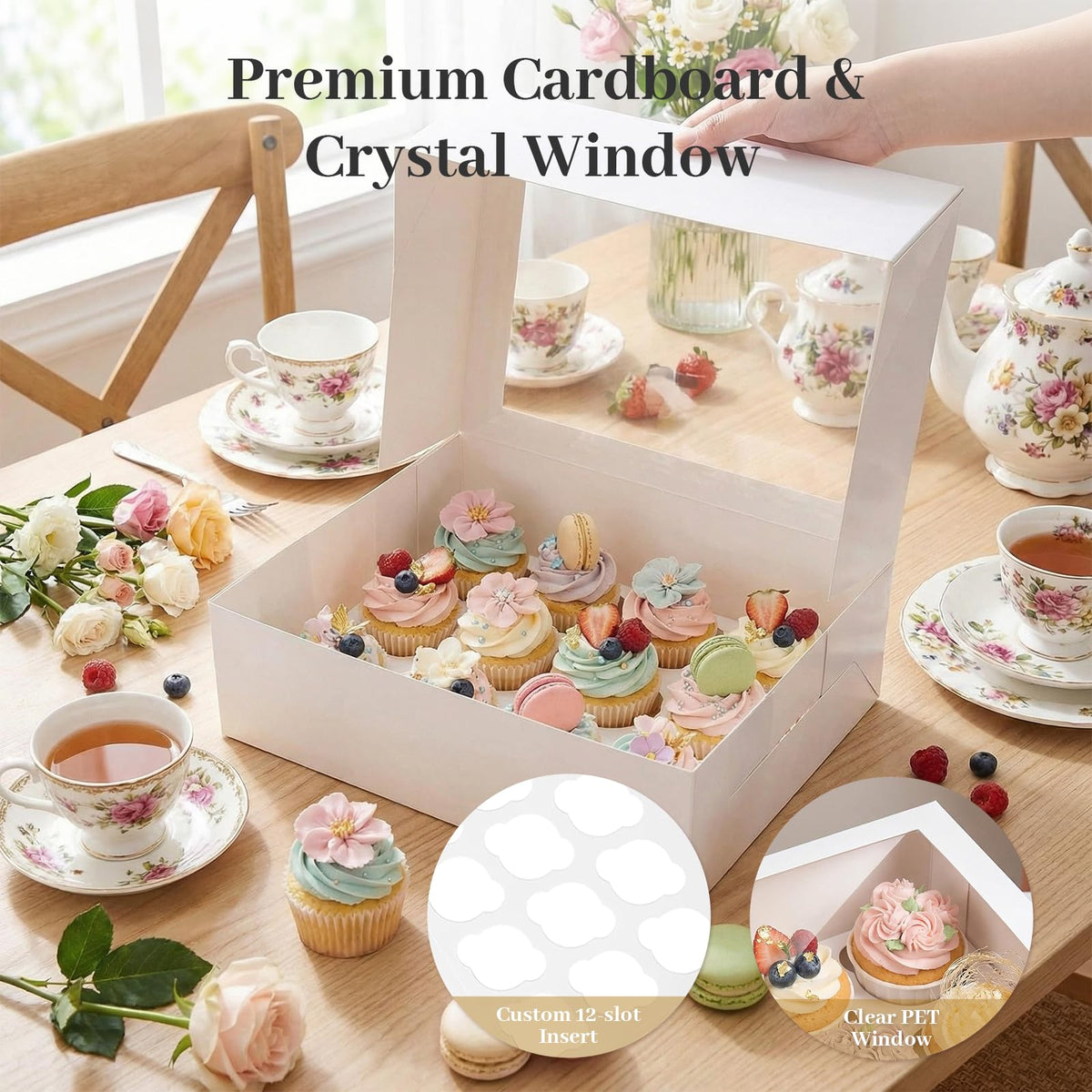VGOODALL 36-cupcake holding box maintains upright stability en route