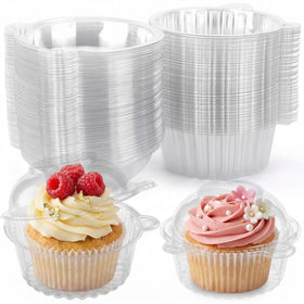 VGOODALL 50pack cupcake containers with lid for easy party prep and display.