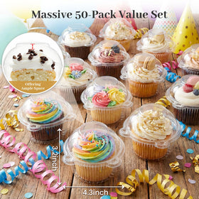 VGOODALL clear PET cupcake holder shows desserts with professional clarity.