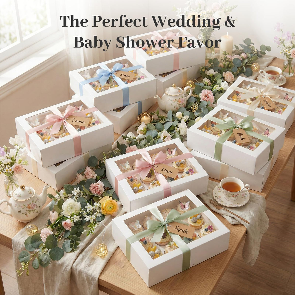 Cupcake display inside view showing secure packaging and presentation