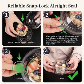 VGOODALL snap-lock seal keeps lids secure and cupcakes fresh.