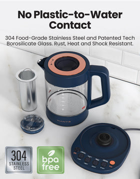 Vianté 1.5-liter capacity supports multiple cups before refilling.